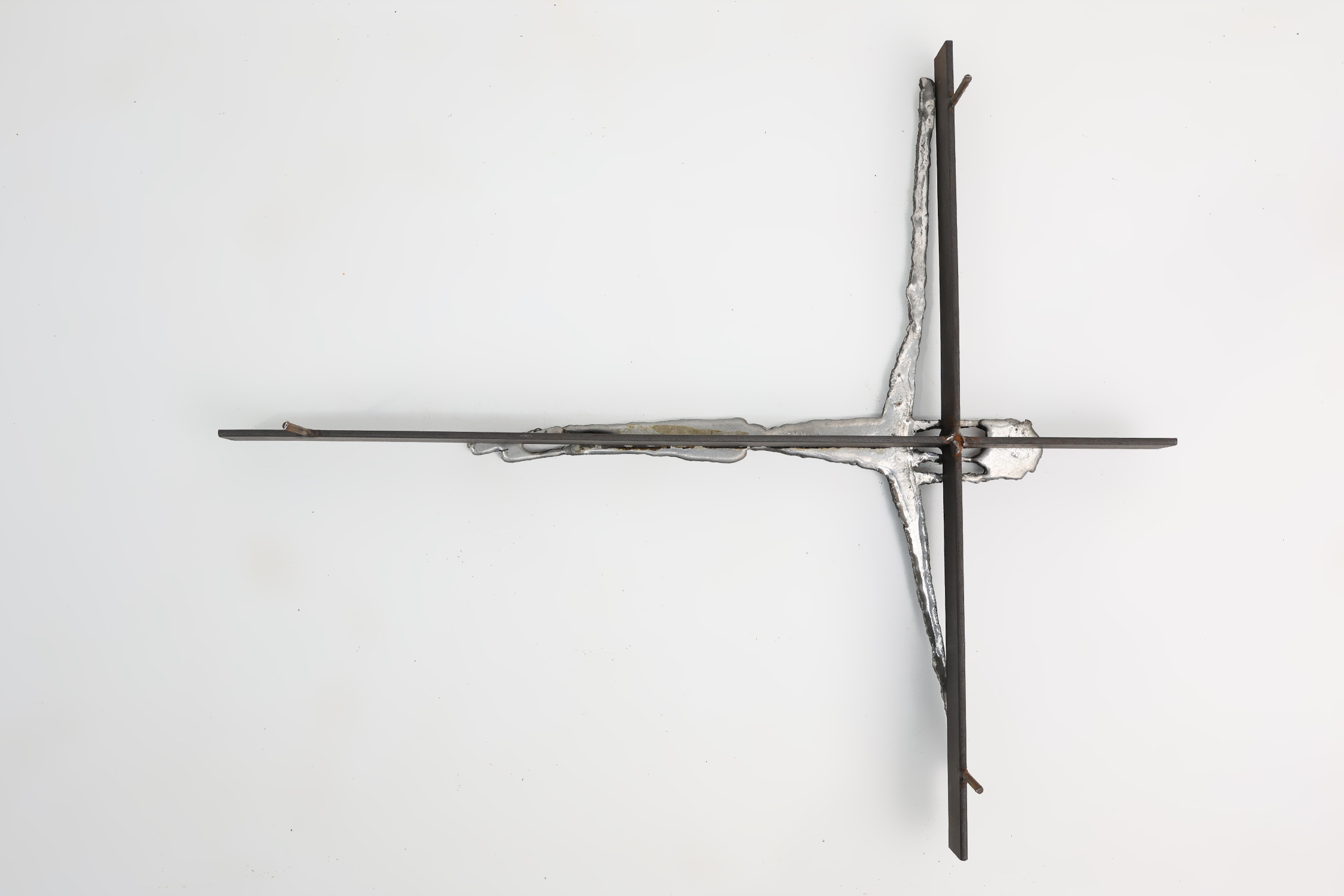 Brutalist Welded-Iron Crucifix Wall Sculpture by Pia Manu, Mid-20th Centurythumbnail